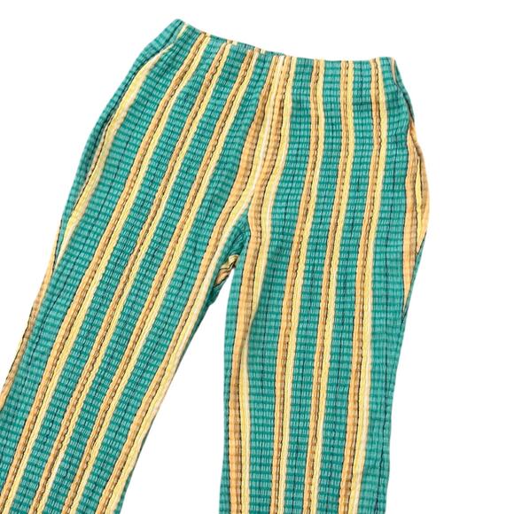 Free People Fine Line Slim Pants In Green/Yellow Combo - Picture 5 of 6
